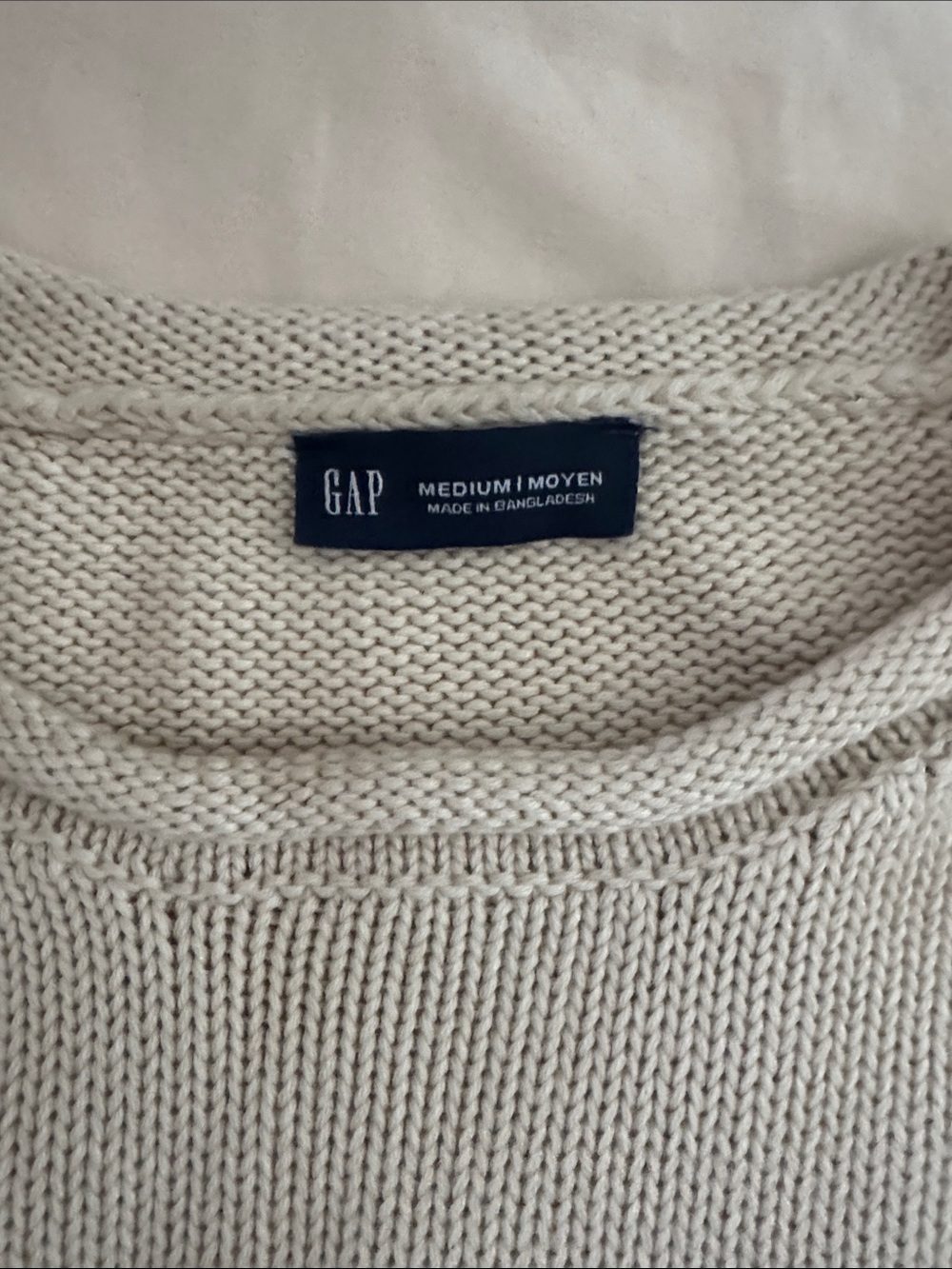 GAP Cream Crewneck Sweater with Blue Stripes - Picture 2 of 2